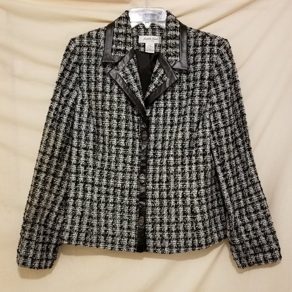 Judith Hart Black & White Tweed Jacket/Blazer size 8 - Picture 1 of 7